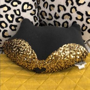 Emily and Merritt Gold Sequin Cat Pillow
